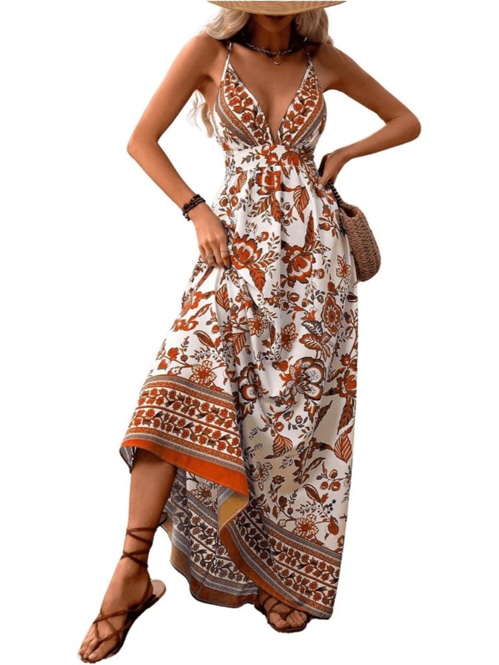 Women's Yellow Boho Flowy Maxi Backless Summer Beach Wedding Guest Hawaiian